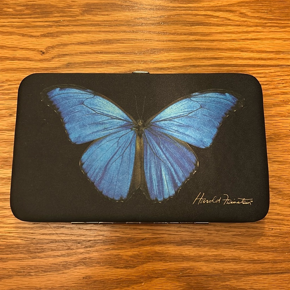 Harold Feinstein butterfly wallet,clutch, 7 1/2 x5,fame designer/photographer